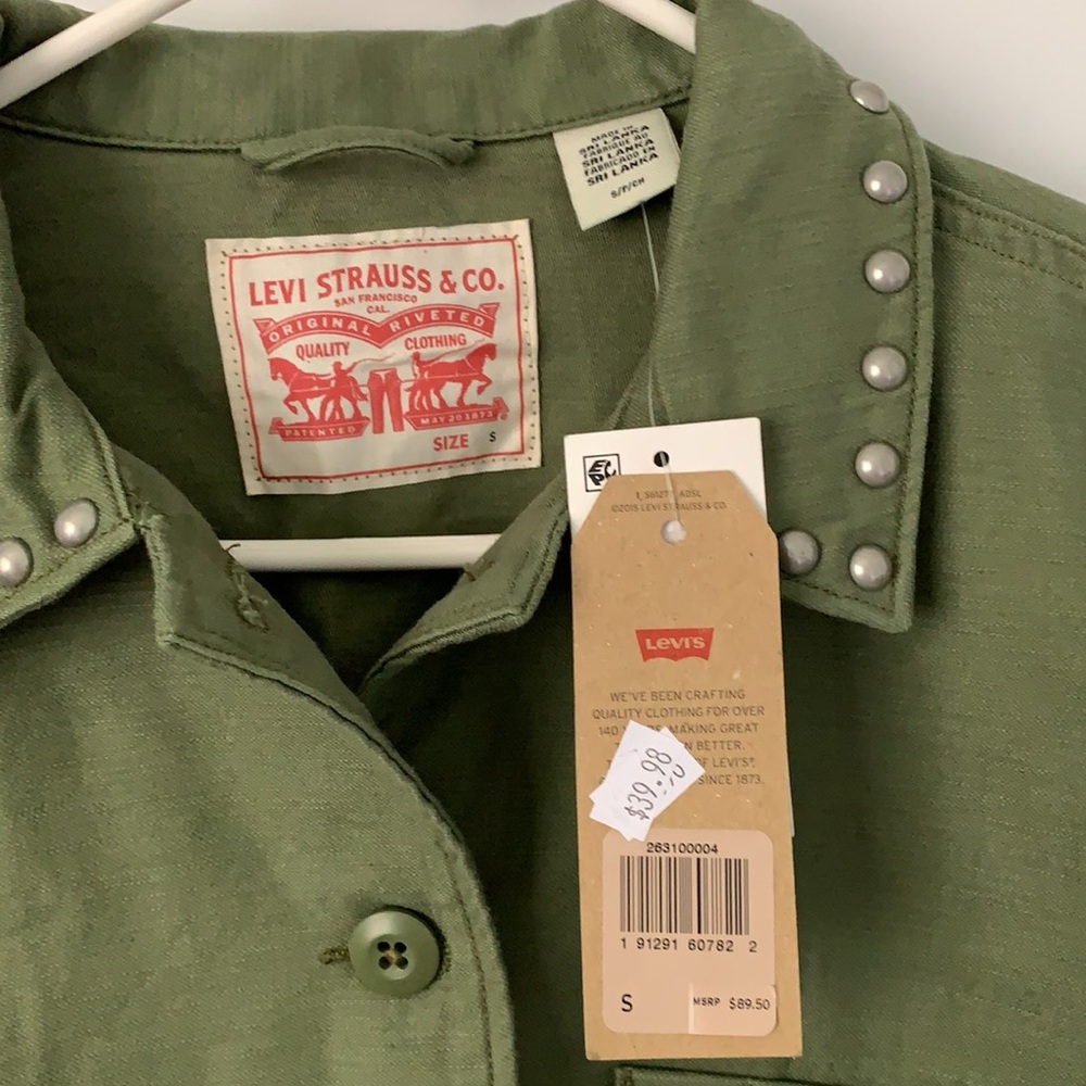 Levi Strauss Green Button Up w/ Gray Metal Rivets - Picture 3 of 4